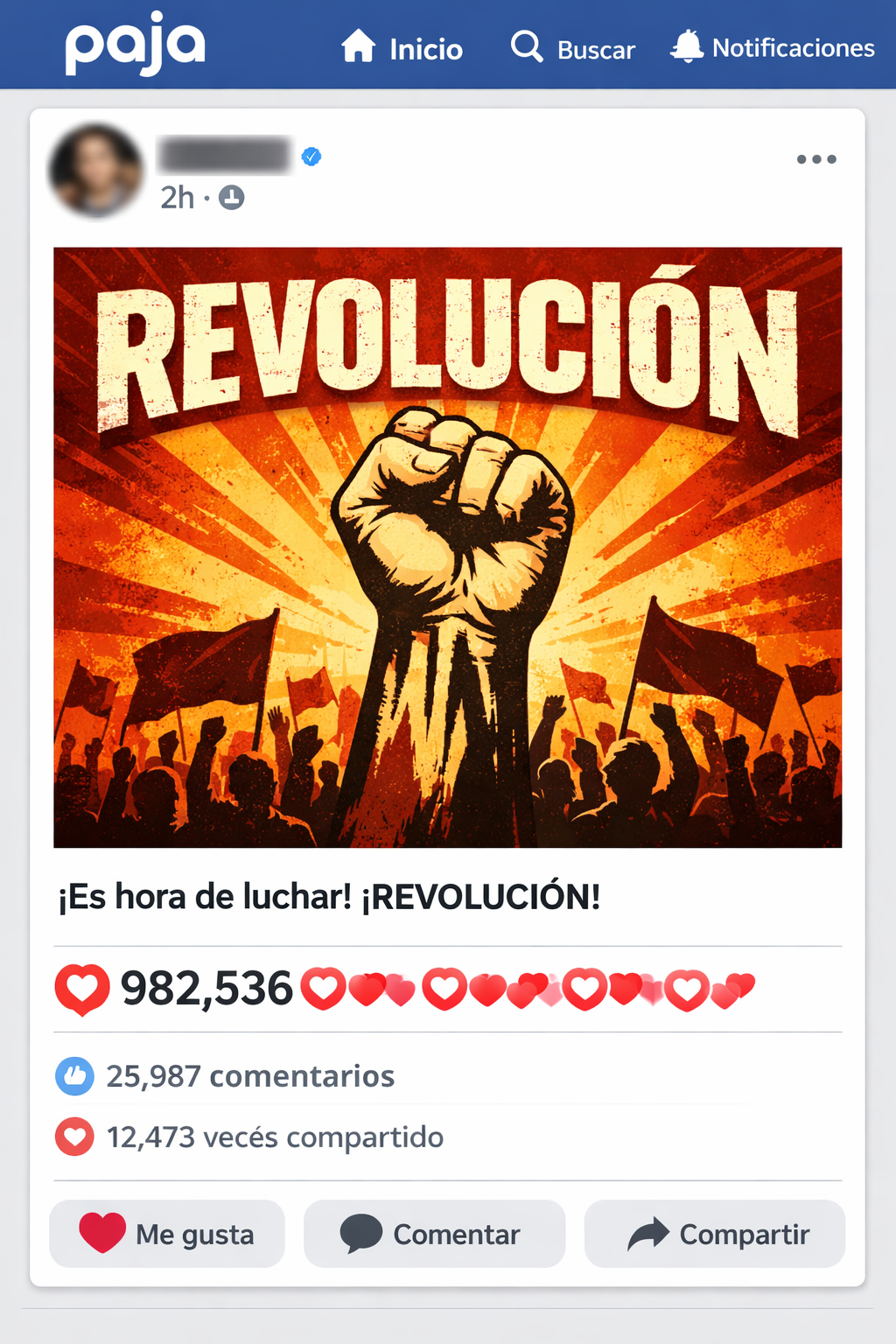 Post de protesta en redes sociales
